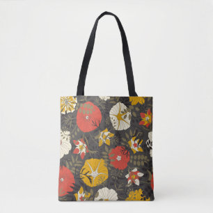 Cartoon Blätter und Blume auf dunklem Hintergrund Tasche