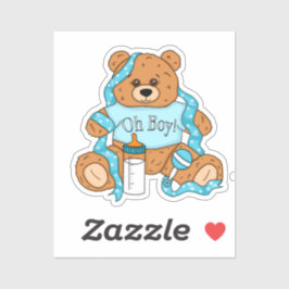 Cartoon blau und gelb Teddy Bear Babydusche Aufkleber