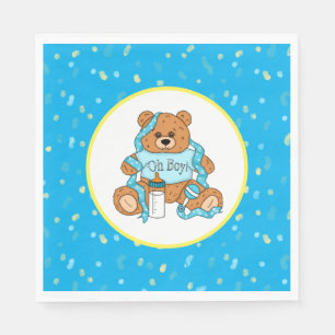 Cartoon blau und gelb Teddy Bear Babydusche Serviette