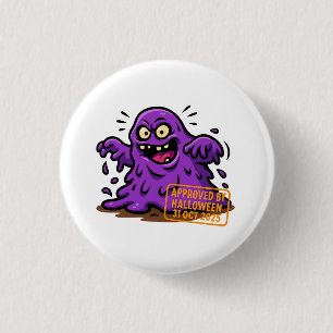 Cartoon Blob - Wird zu Halloween genehmigt Button