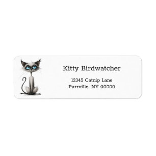 Cartoon Blue Eyes Siamese Katze Funny Rücksendeadr
