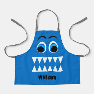 Cartoon Blue Monster Funny Face Schürze