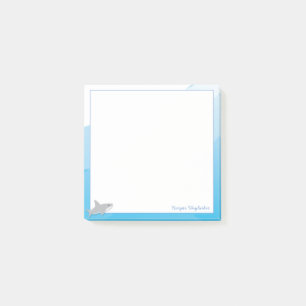 Cartoon Blue White Gray Hai Tierbezeichnung Post-it Klebezettel