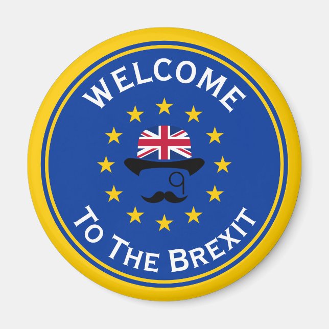 Cartoon Blue Yellow European Union Brexit Graphic Magnet (Vorne)