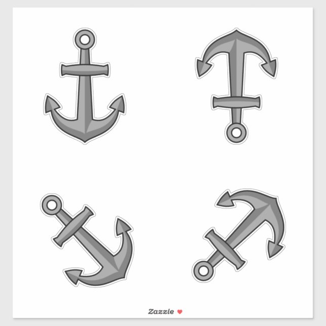 Cartoon Boat Anchor Set Aufkleber (Blatt)