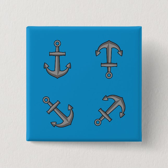 Cartoon Boat Anchor Set Button (Vorderseite)