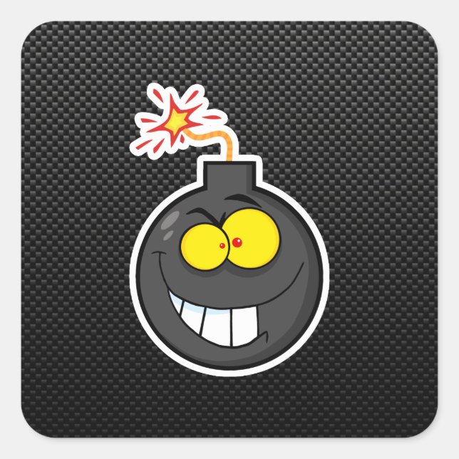 Cartoon Bomb; Sleek Quadratischer Aufkleber (Vorderseite)