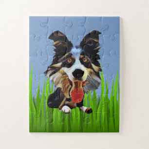Cartoon Border Collie Puzzle für Kinder