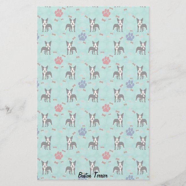 Cartoon Boston Terrier Briefpapier (Vorderseite)