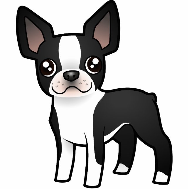 Cartoon-Boston-Terrier Fotoskulptur Magnet (Vorne)