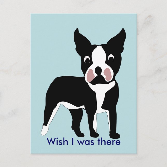 Cartoon Boston Terrier Postcard Postkarte (Vorderseite)