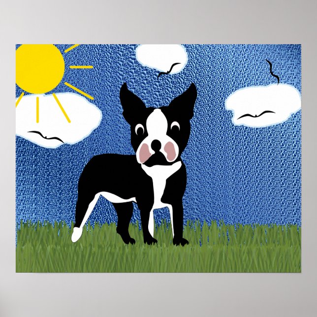 Cartoon Boston Terrier Poster (Vorne)