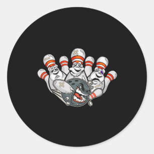 Cartoon Bowler erschreckt Bowling Buttone Funny Sp Runder Aufkleber