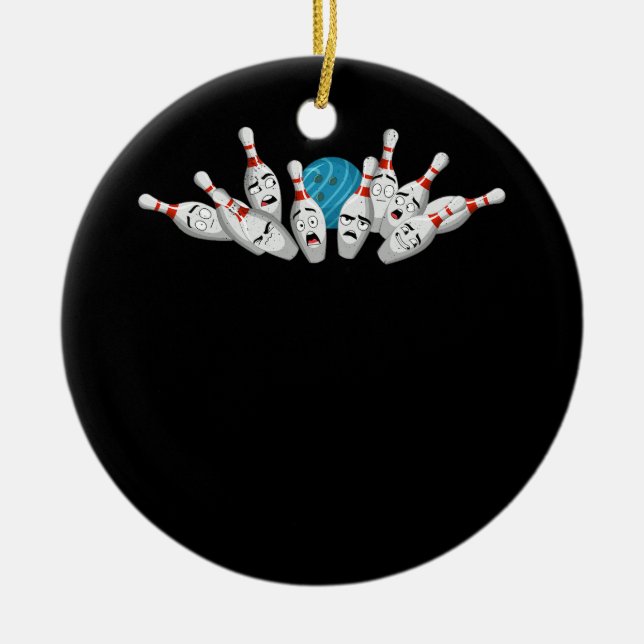Cartoon Bowling Scanik Bowling Buttone Funny Sport Keramik Ornament (Vorne)