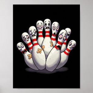 Cartoon Bowling Scanik Bowling Buttone Funny Sport Poster