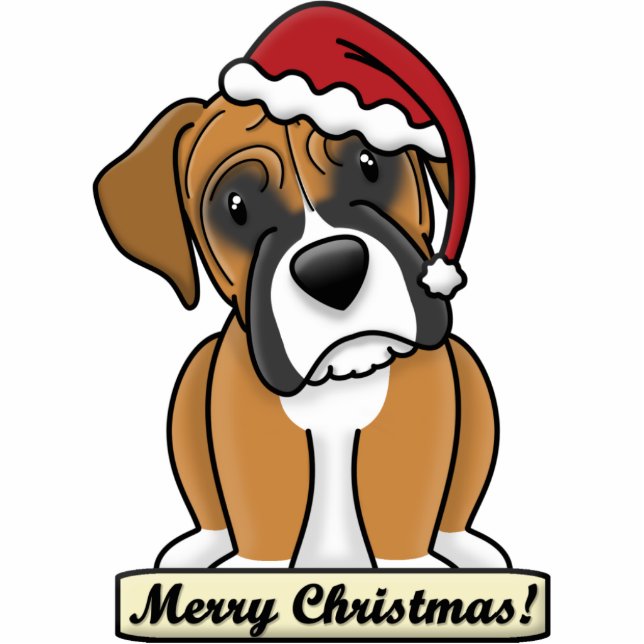Cartoon-Boxer-Weihnachtsverzierung Fotoskulptur Ornament (Vorne)