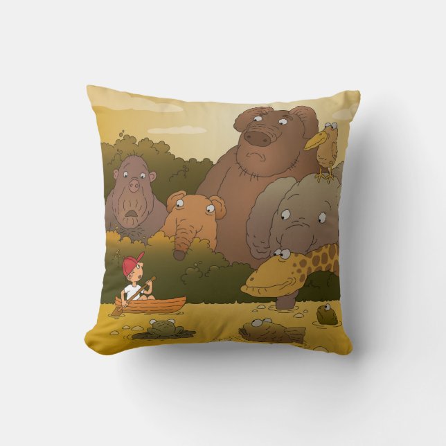 Cartoon Boy Tropical Jungle Animal Kissen (Vorderseite)
