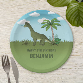 Cartoon Brachiosaurus Dinosaurier Kid's Geburtstag Pappteller
