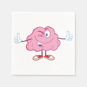 Cartoon Brain Character Paper Napkins Serviette