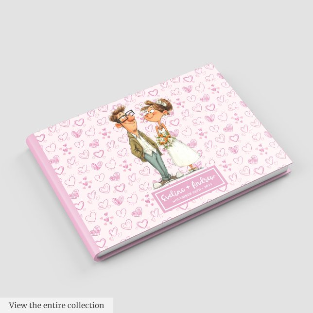 Cartoon branché Quirky Bride Groom Livre d'or (Trendy Cartoon Quirky Bride Groom Guest book)