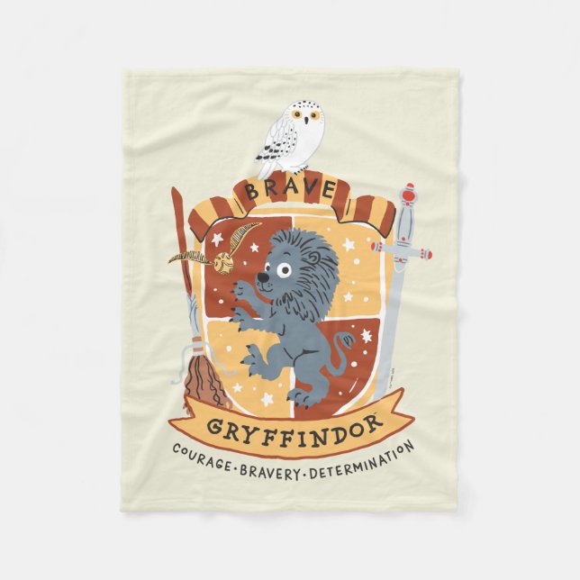 Cartoon Brave Gryffindor Wappen Fleecedecke (Vorderseite)