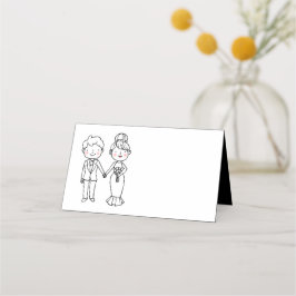 Cartoon Bride Groom Black Wedding Party Platzkarte