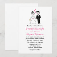 Cartoon Bride Groom Whimsical Retro Hochzeit
