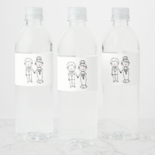 Cartoon Bride Groom Whimsical Schwarz-weiß Wedding