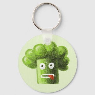 Cartoon Broccoli ist gesund Schlüsselanhänger