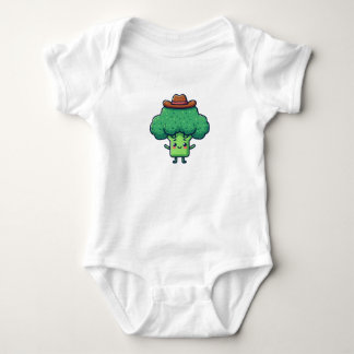 Cartoon Broccoli mit einem braunen Cowboyhut Baby Strampler