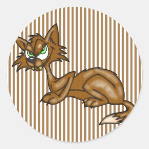Cartoon Brown Alley Cat Runder Aufkleber