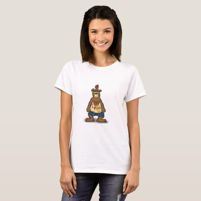 Cartoon Brown Bär stehend auf seinen Hinterfüßen T-Shirt (Vorne ganz)
