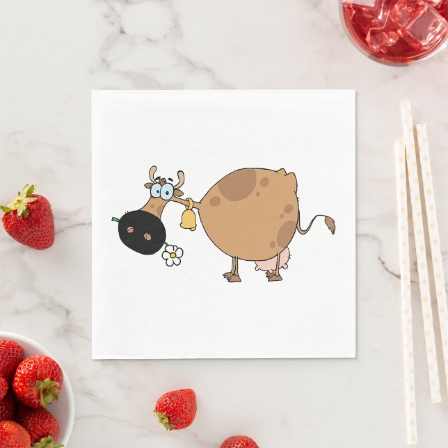 Cartoon Brown Cow Serviette (Von Creator hochgeladen)
