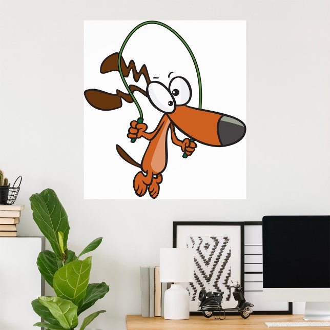 Cartoon Brown Dog Skipping Poster (Von Creator hochgeladen)