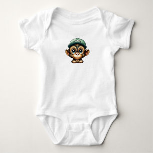 Cartoon Brown Niedlich und Spaß breit Mit Augen Ba Baby Strampler