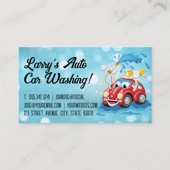 Cartoon Buggy Auto Wash Illustration Visitenkarte (Vorderseite)