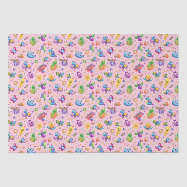 Cartoon Bugs in rosa Märchen Seidenpapier (Vorderseite)
