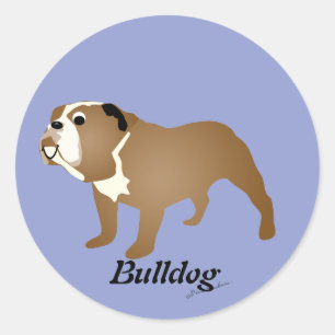 Cartoon-Bulldogge Runder Aufkleber