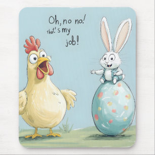 Cartoon Bunny Chick Egg Osterspass Mousepad