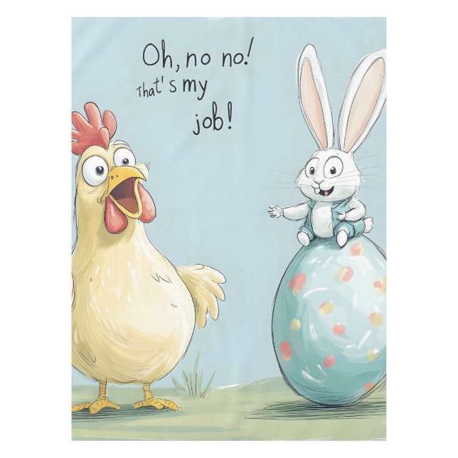 Cartoon Bunny Chick Egg Osterspass Tischdecke (Vorderseite)