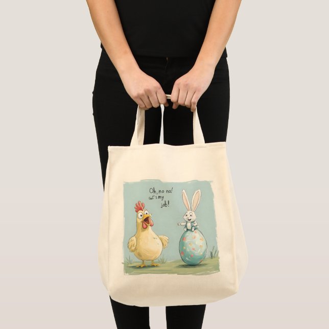 Cartoon Bunny Chick Egg Osterspass Tragetasche (Vorderseite (Produkt))