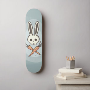 Cartoon Bunny Skull und Crossbones Skateboard