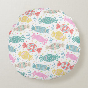 Cartoon bunte festliche Bonbons Rundes Kissen
