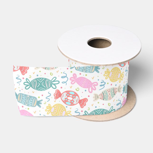 Cartoon bunte festliche Bonbons Satinband (Spule)