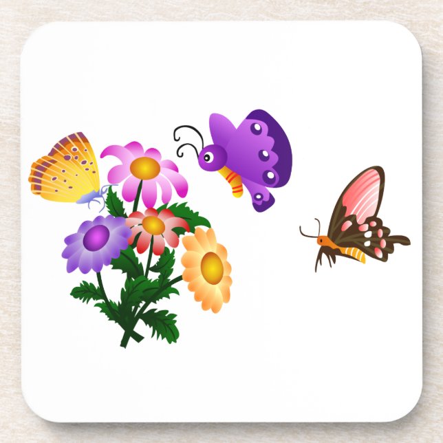 Cartoon Butterflies Untersetzer (Vorderseite)