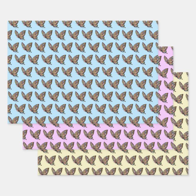 Cartoon Butterfly Geschenkpapier Set (Set)