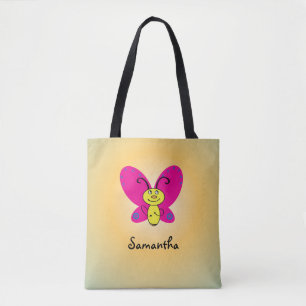 Cartoon Butterfly mit Namen Tasche