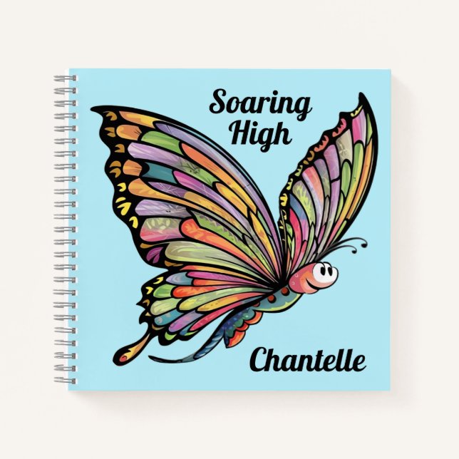 Cartoon Butterfly Personalisiert Notizbuch (Vorderseite)