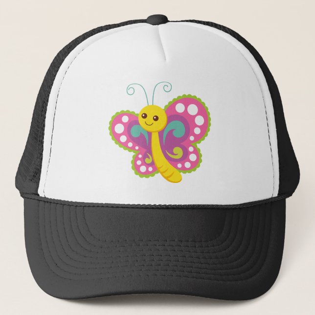 Cartoon Butterfly Truckerkappe (Vorderseite)