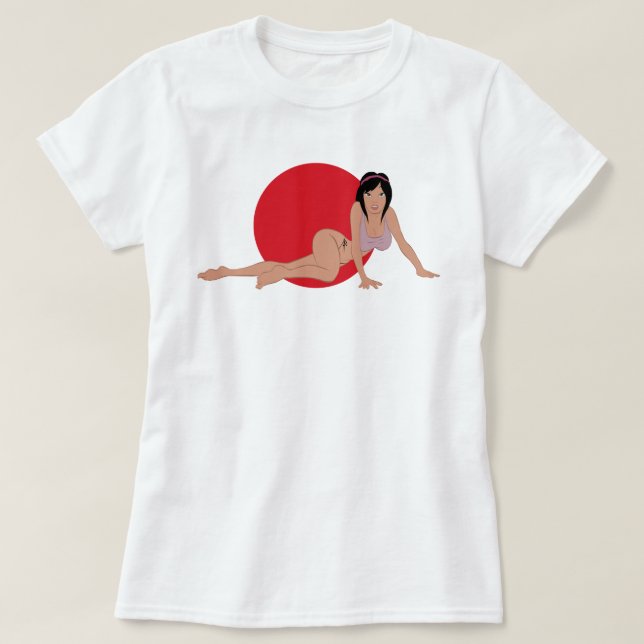 Cartoon Button-Oben T-Shrit T-Shirt (Design vorne)